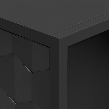 Honeycomb Patterned Doors Sideboard Buffet - Black