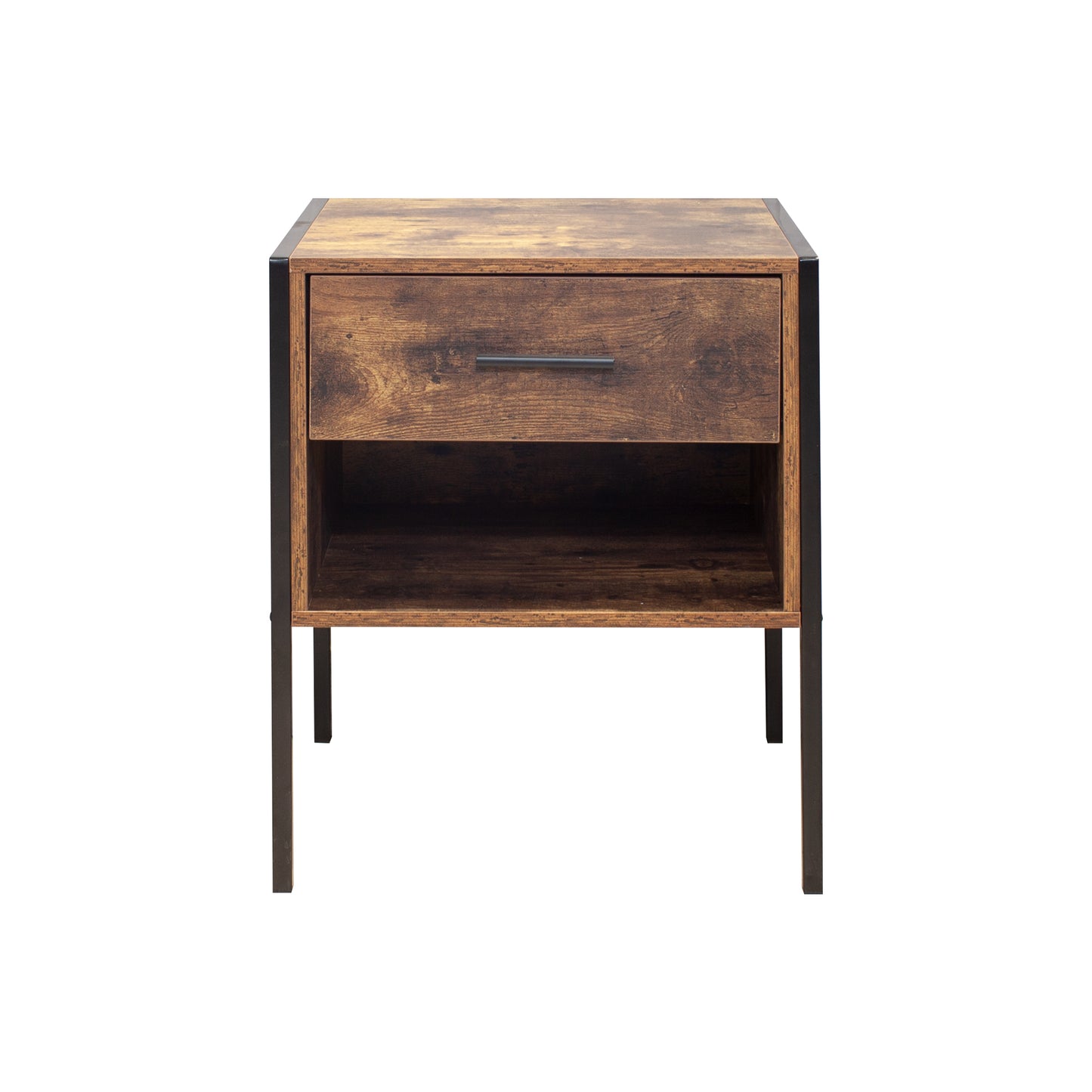 Barn Industrial Style Nightstand ( Set of 2) - Rustic Brown