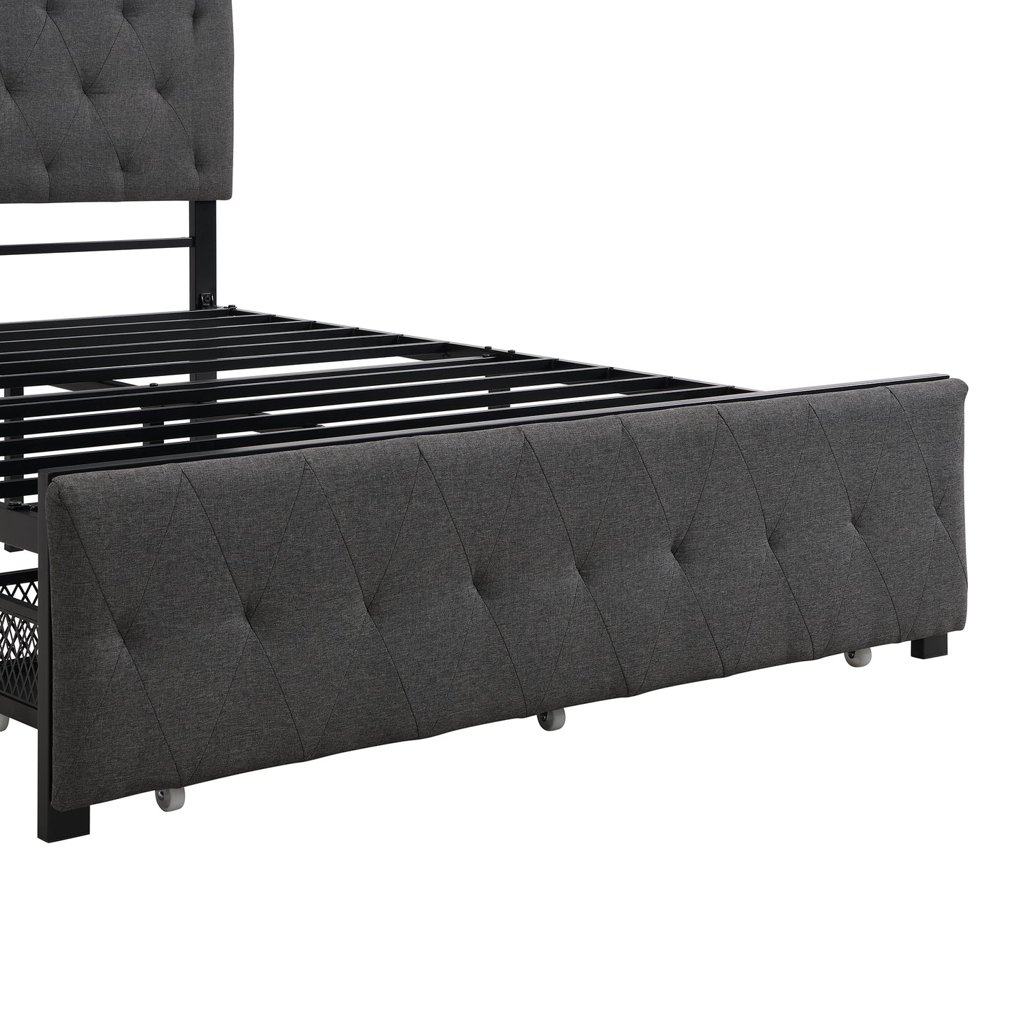 Apex Full Size Storage Bed Metal Platform Bed with Drawer - Gray