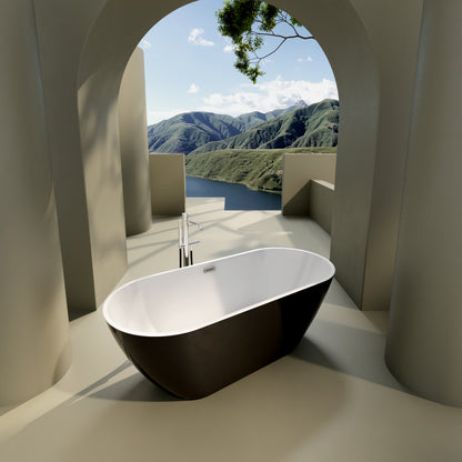 Sleek  67" Acrylic Freestanding Soaking Bathtub - Black