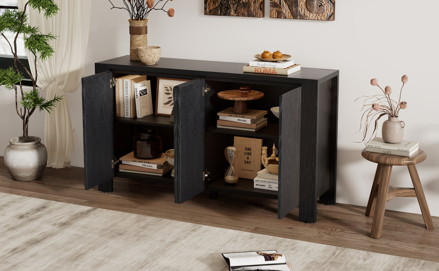 Cruz 4-door Sideboard - Black