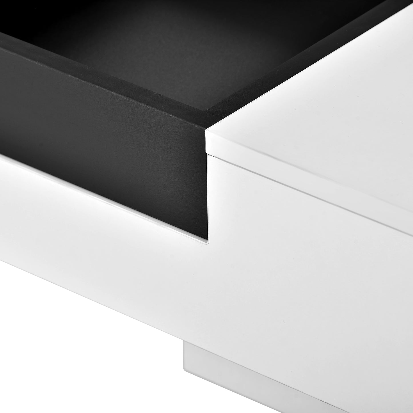 Square Coffee Table with Detachable Tray and LED Lights - White