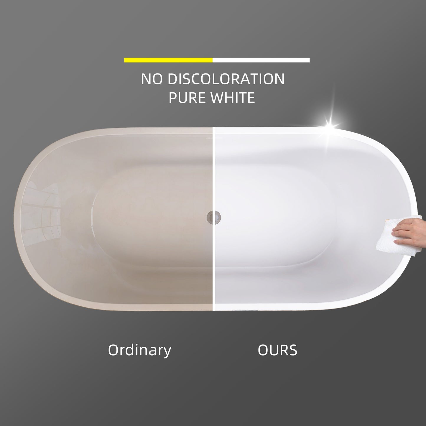 Hana 55" Oval Shape  Acrylic Freestanding  Soaking Bathtub - Gloss White