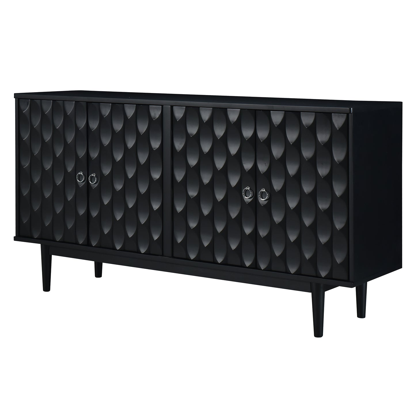 Celeste Convex Pattern Doors Sideboard Buffet - Black