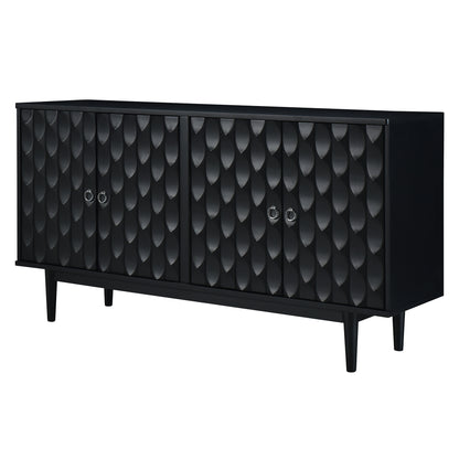 Celeste Convex Pattern Doors Sideboard Buffet - Black