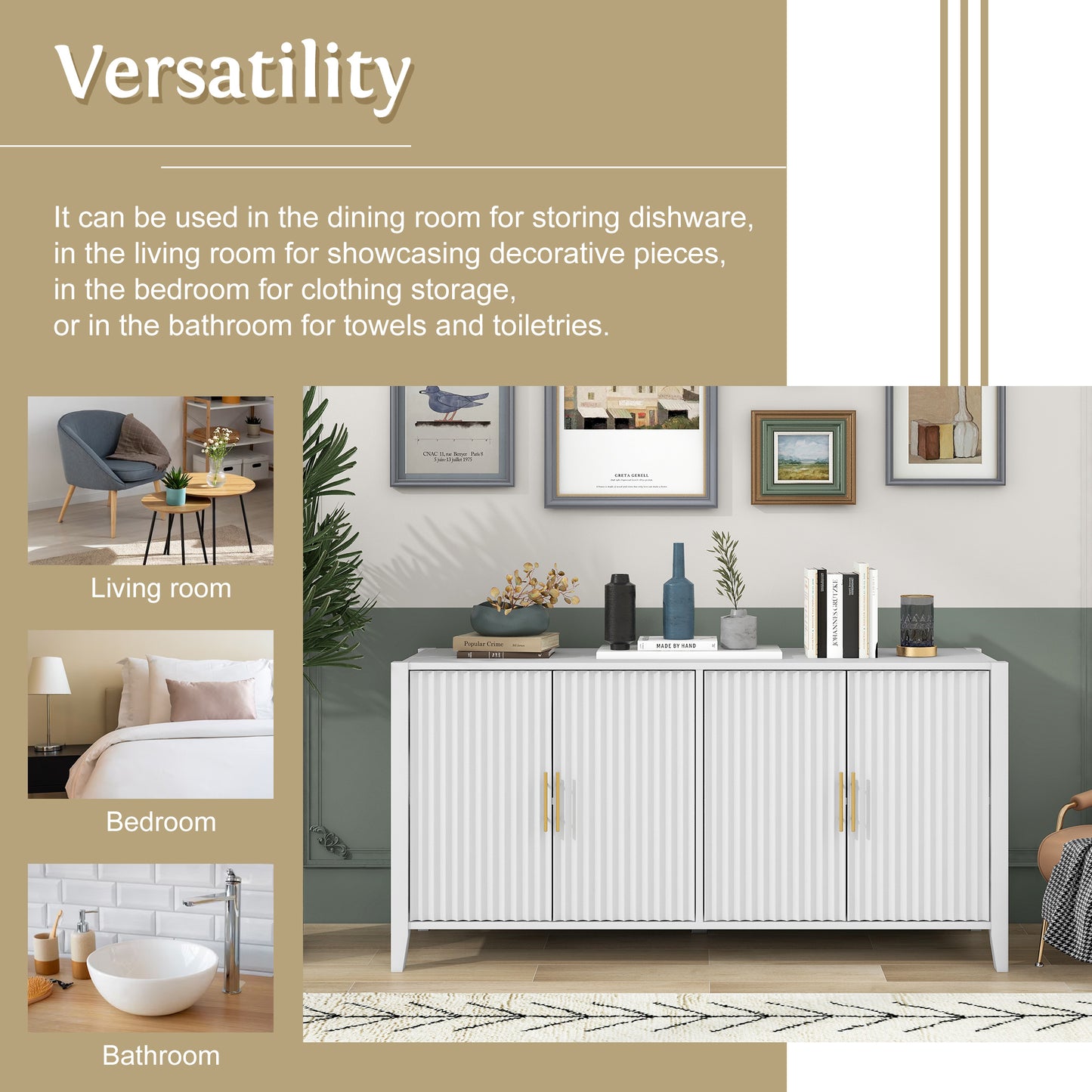 Kito Sideboard Accent Cabinet - White