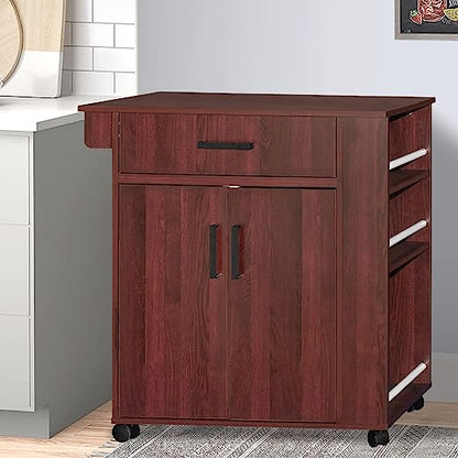 Go Green Woods Shelby Rolling Kitchen Cart with Storage Cabinet