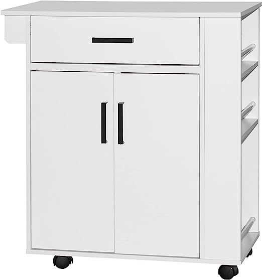 Go Green Woods Shelby Rolling Kitchen Cart with Storage Cabinet