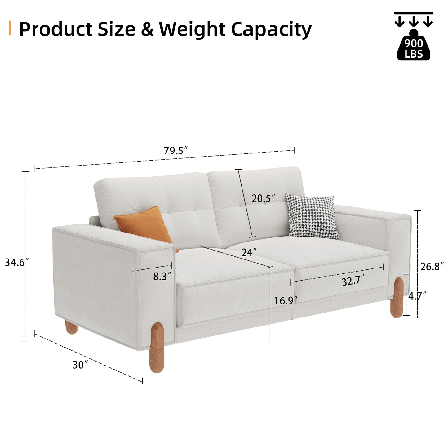 Wise Teddy Fabric Upholstered Loveseat Sofa - White