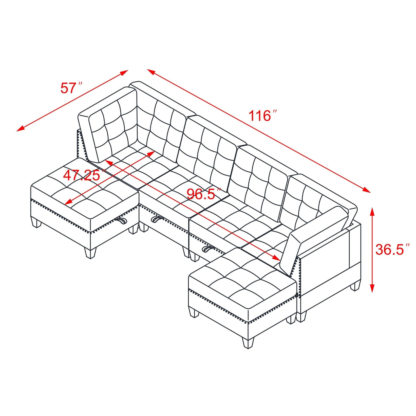Supa Modular Sectional Velvet Sofa Set 2 - Black
