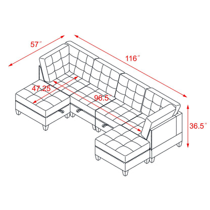 Supa Modular Sectional Velvet Sofa Set 2 - Black
