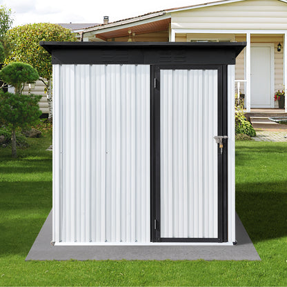 Morton 5 X 4 ft Metal Garden Sheds Outdoor Storage - White+Black