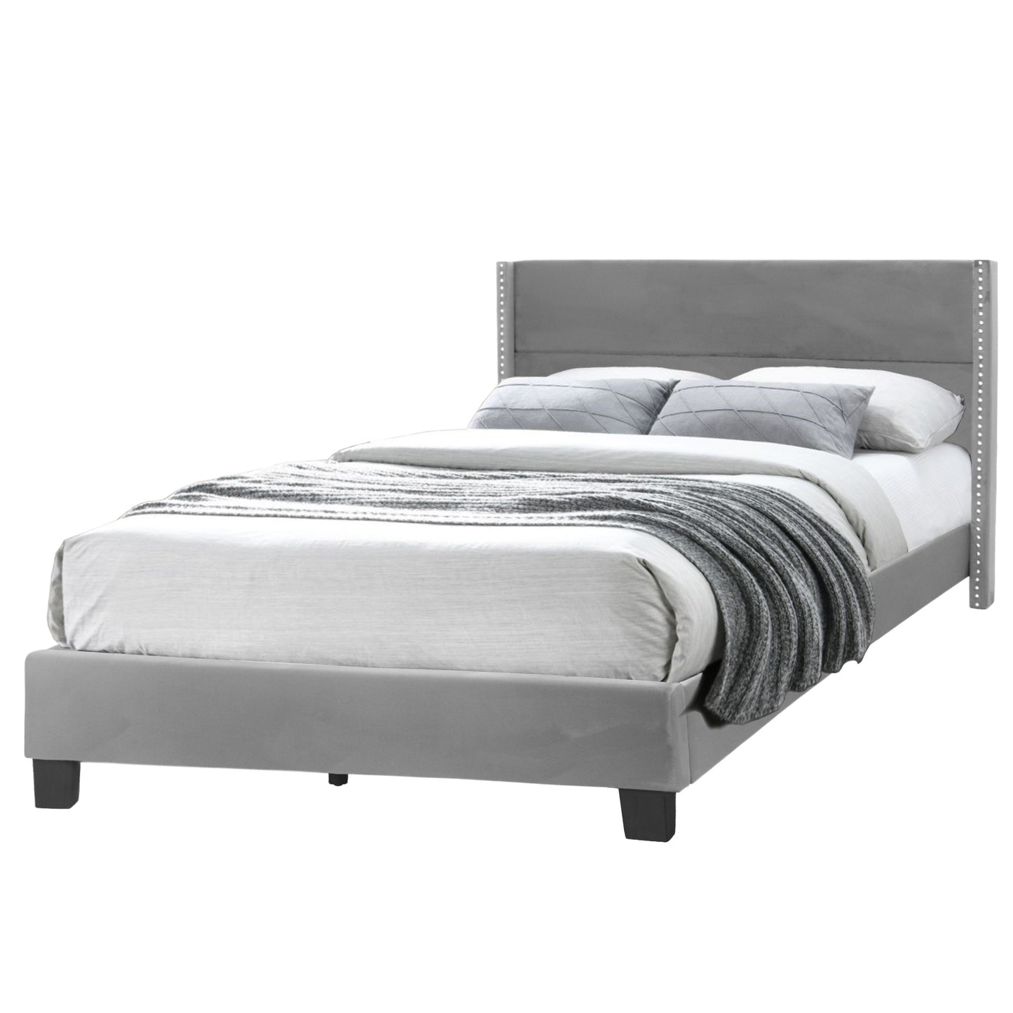 Go Green Woods Giulia Velvet Upholstered Full Platform Panel Bed