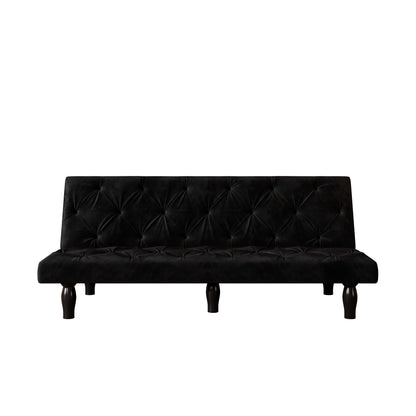 Giza Convertible Velvet Sofa Bed - Green - Matt Black