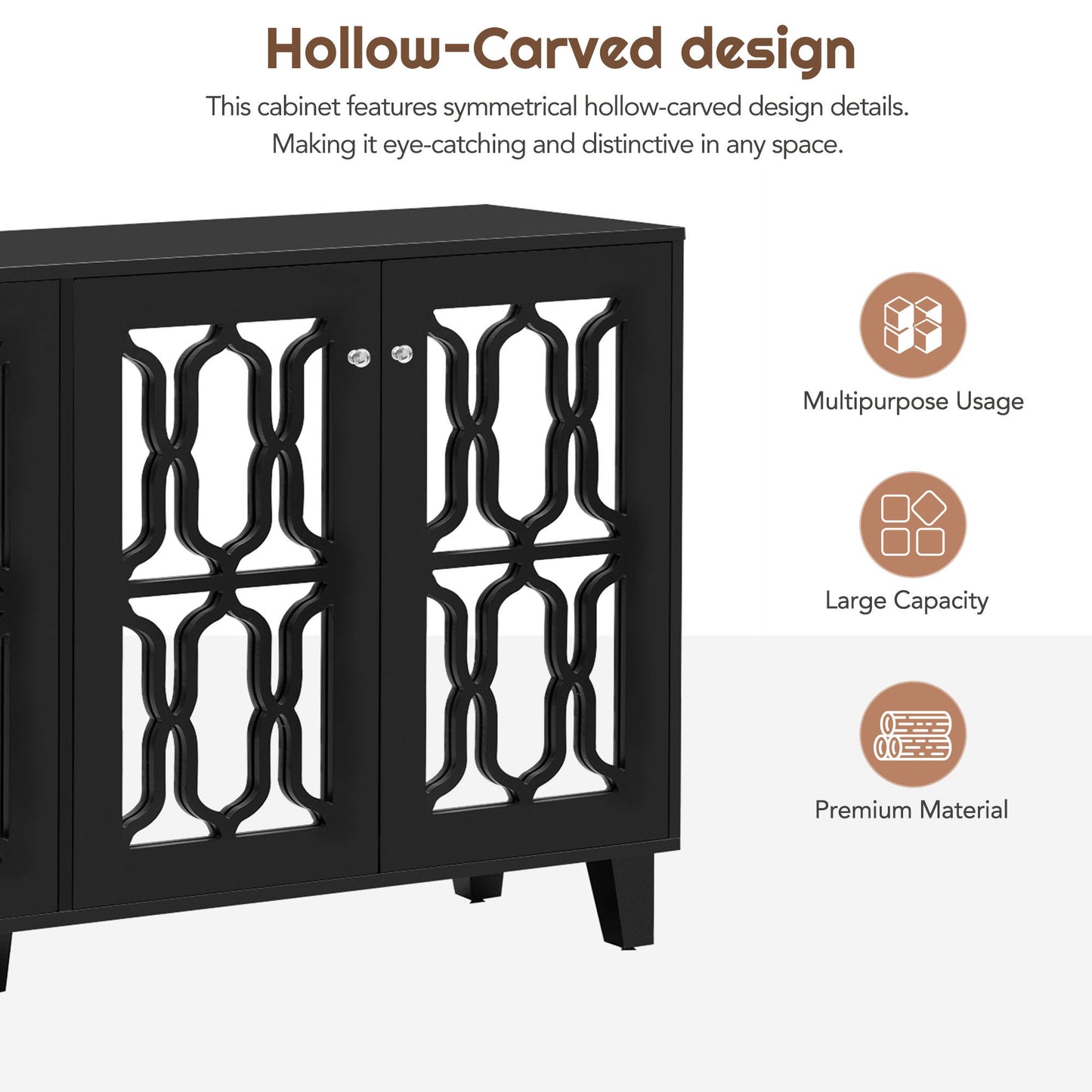 Hynes 4-Door Mirror Buffet Cabinet - Black