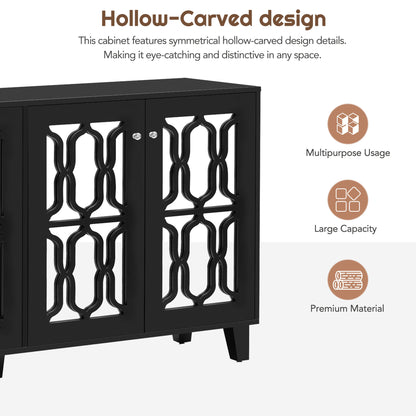 Hynes 4-Door Mirror Buffet Cabinet - Black