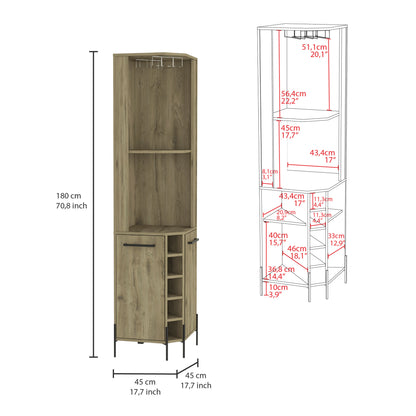 Shopron Corner Bar Cabinet - Oak