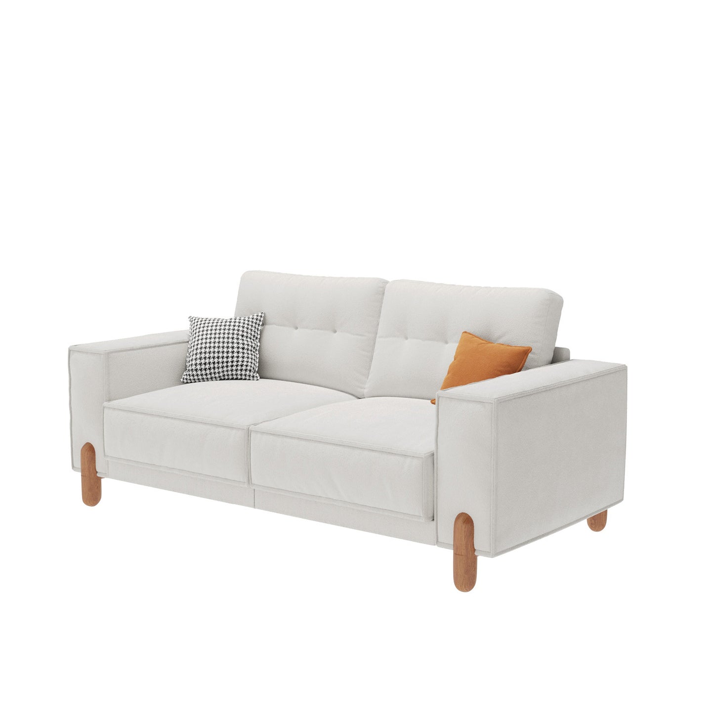 Wise Teddy Fabric Upholstered Loveseat Sofa - White