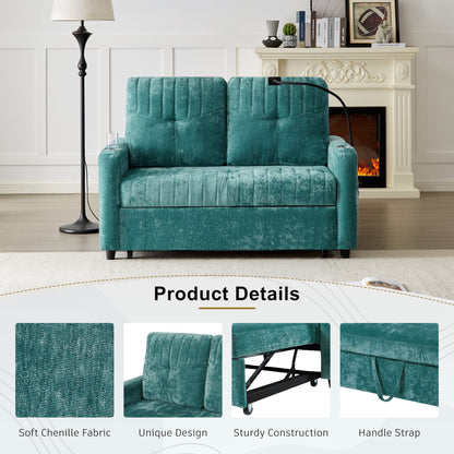 Rita Loveseat Pull-out Sofa Bed with Adjustable Backrest - Teal