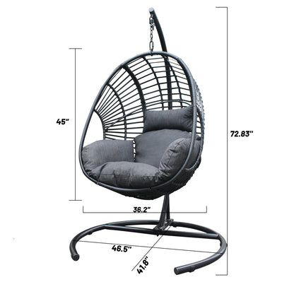 Beebe Wicker Swing Chair With Stand - Black