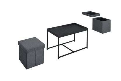 Monty Black Wood Grain 3 Piece Coffee Table Set