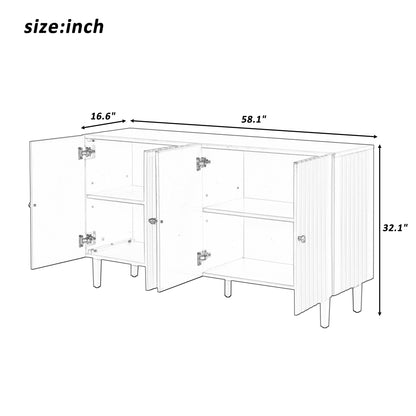 Butler Wavy Pattern Doors Sideboard Buffet - Black