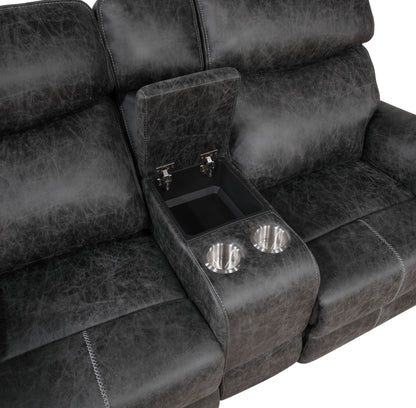 ACME Hirah Motion Loveseat w/Console & USB Port, Dark Gray Polish Microfiber LV02571