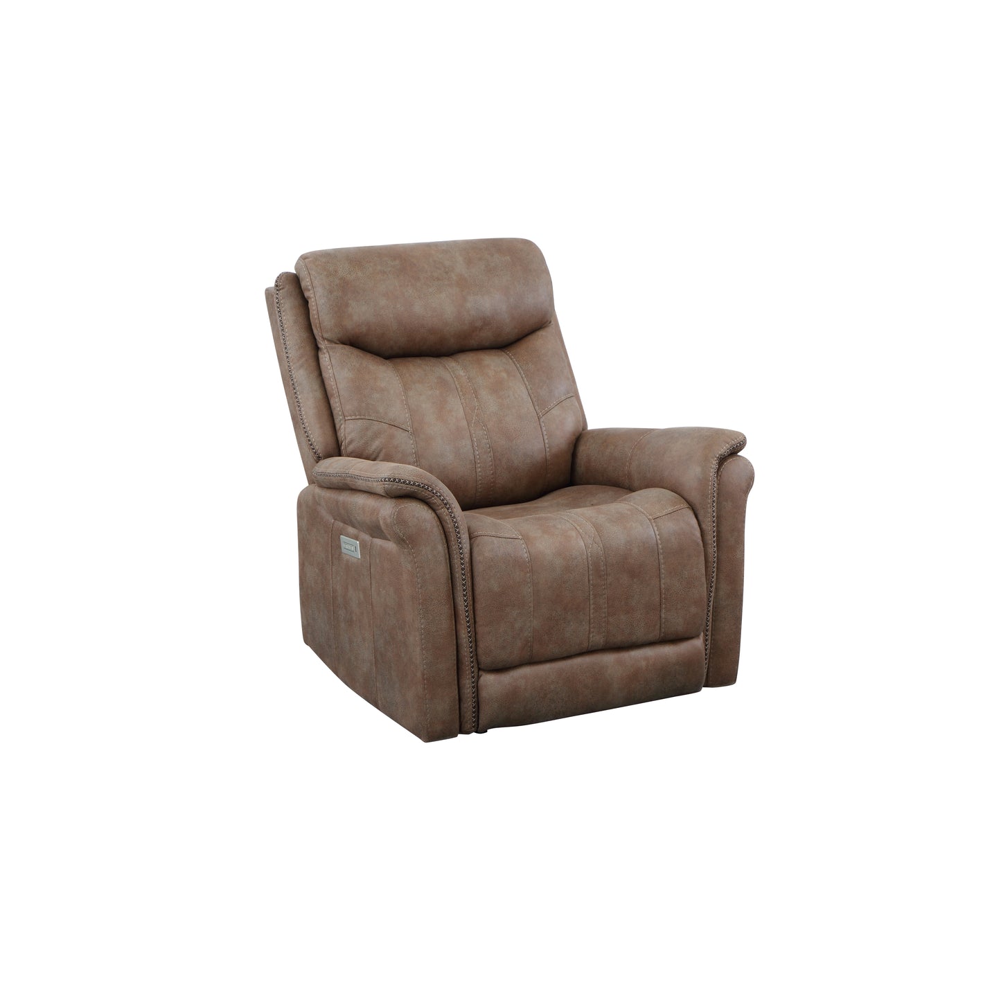 Luxurious Dual-Power Faux-Suede Recliner - Camel