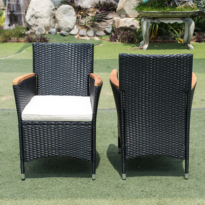 Shavon 7 Pc Outdoor Patio Wicker Dining Sett - Black