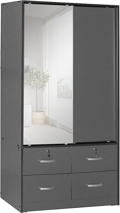 Go Green Woods Sarah Double Sliding Door Armoire with Mirror