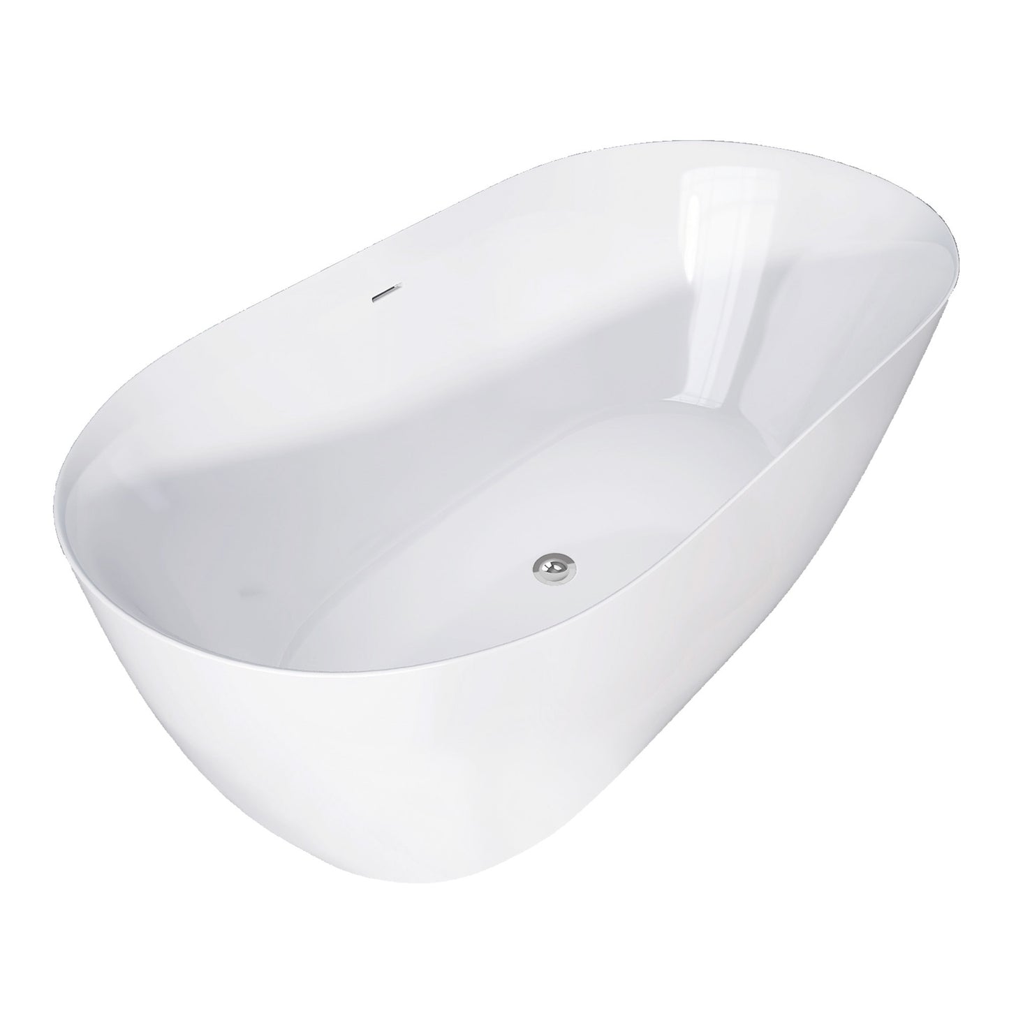 Nuvo 59" Acrylic Free Standing Oval Shape Soaking Tub - Gloss White