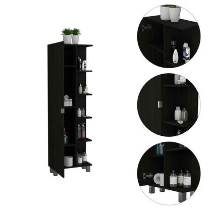 Portland 5-Shelf Tall Cabinet - Black