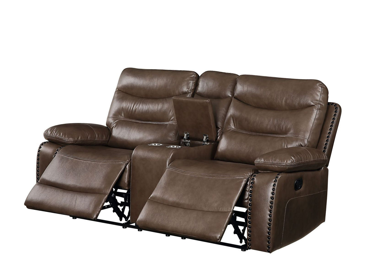 Aashi Loveseat w/Console - Brown