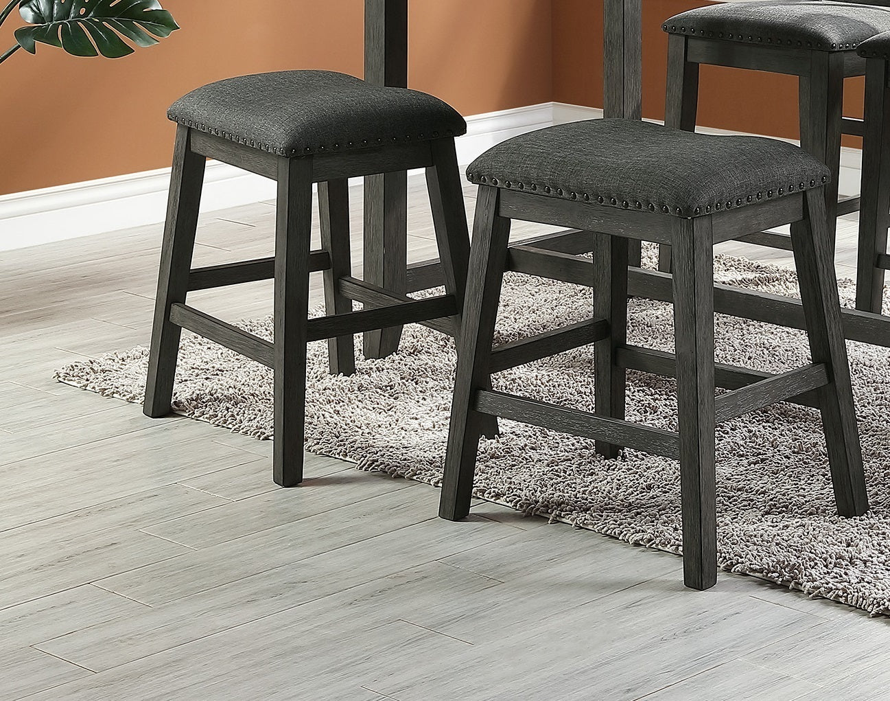 Cushion Seat Modern Contemporary Counter Stool - Grey Set of 2
