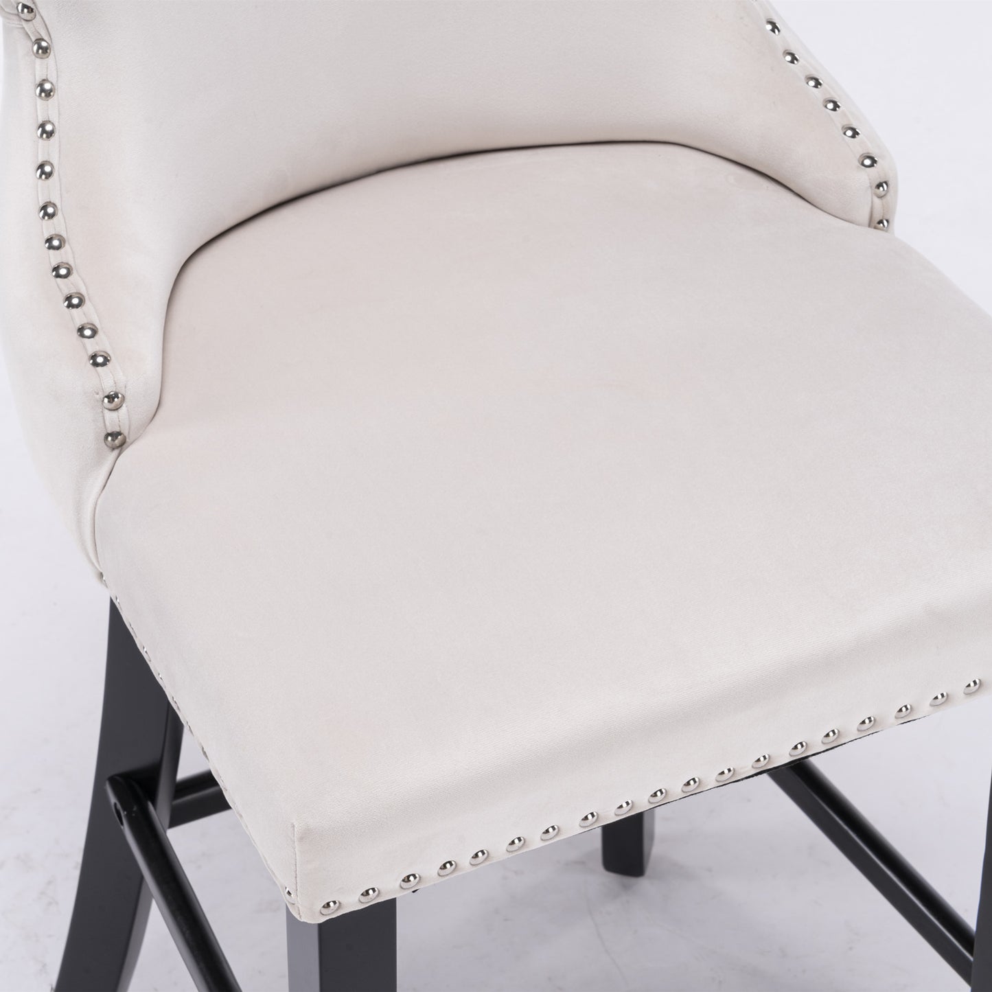 Family  Velvet Upholstered Wing-Back Bar Stools - Beige Set of 4