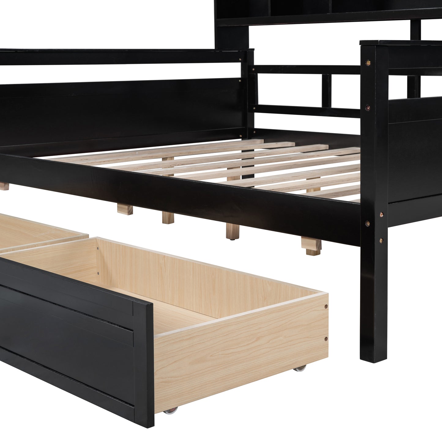 Ozi Full Size Metal Daybed with 2 Drawers - Espresso