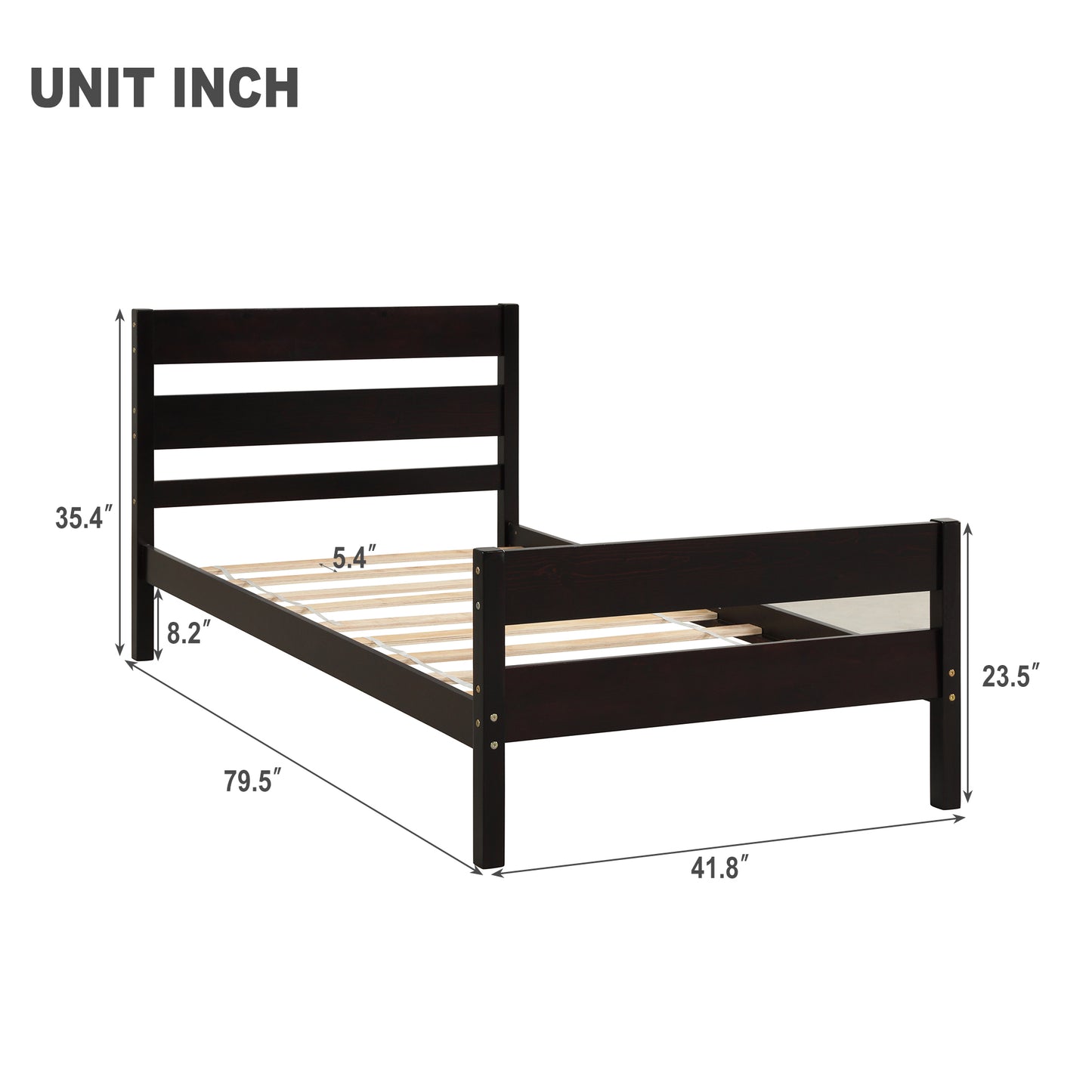 Saba Twin Size Platform Bed Frame - Espresso