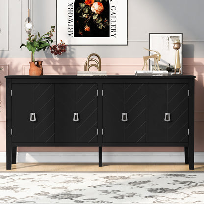 Briony Geometric Line Patterns Sideboard Buffet - Black