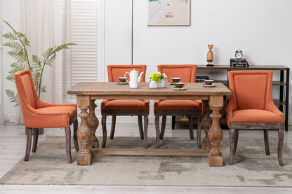 Harrison Dining Fabric Chair with Solid Wood Leg (Set of 2) - Orange