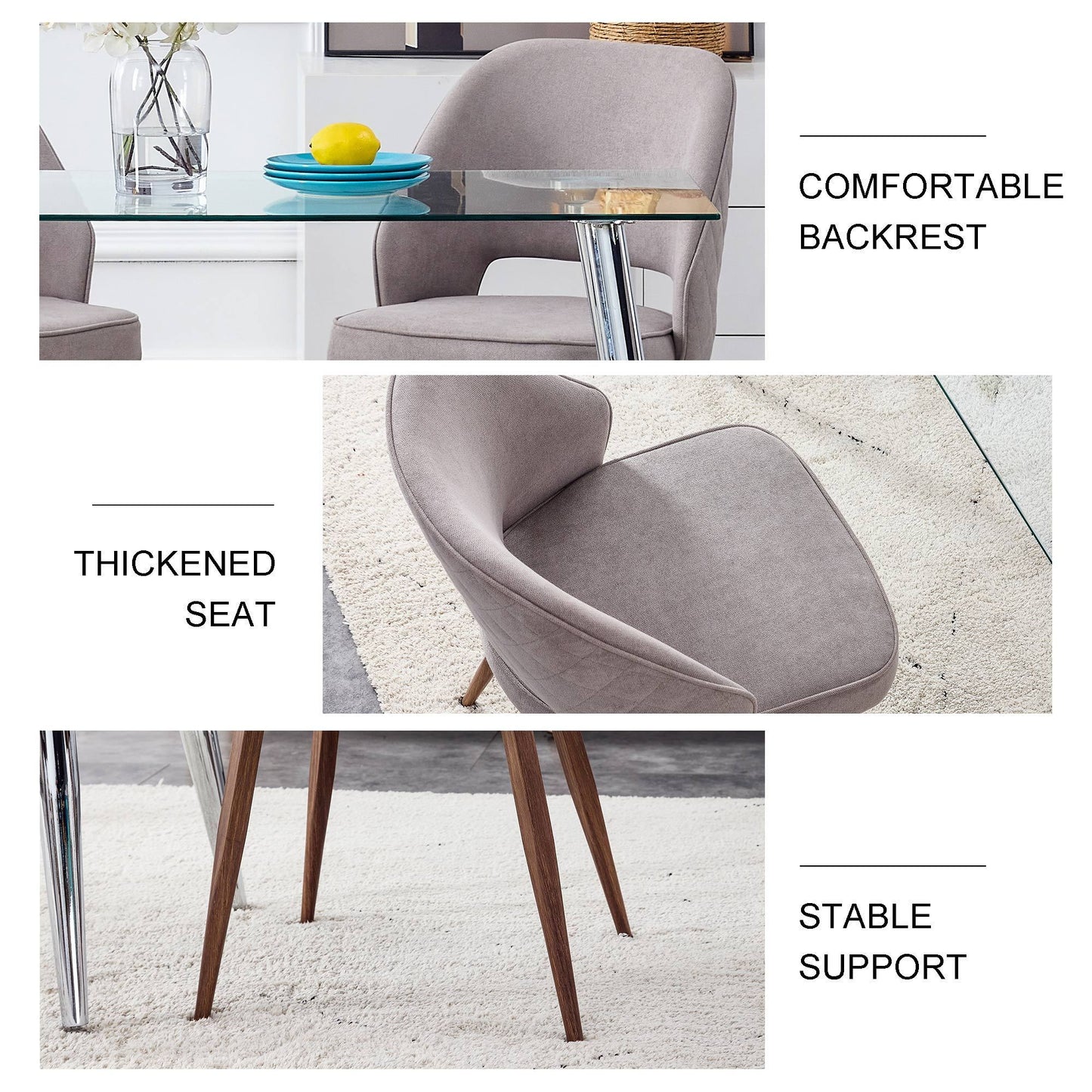 Spencer Dining Chairs with Metal Leg (Set of 4) - Gray