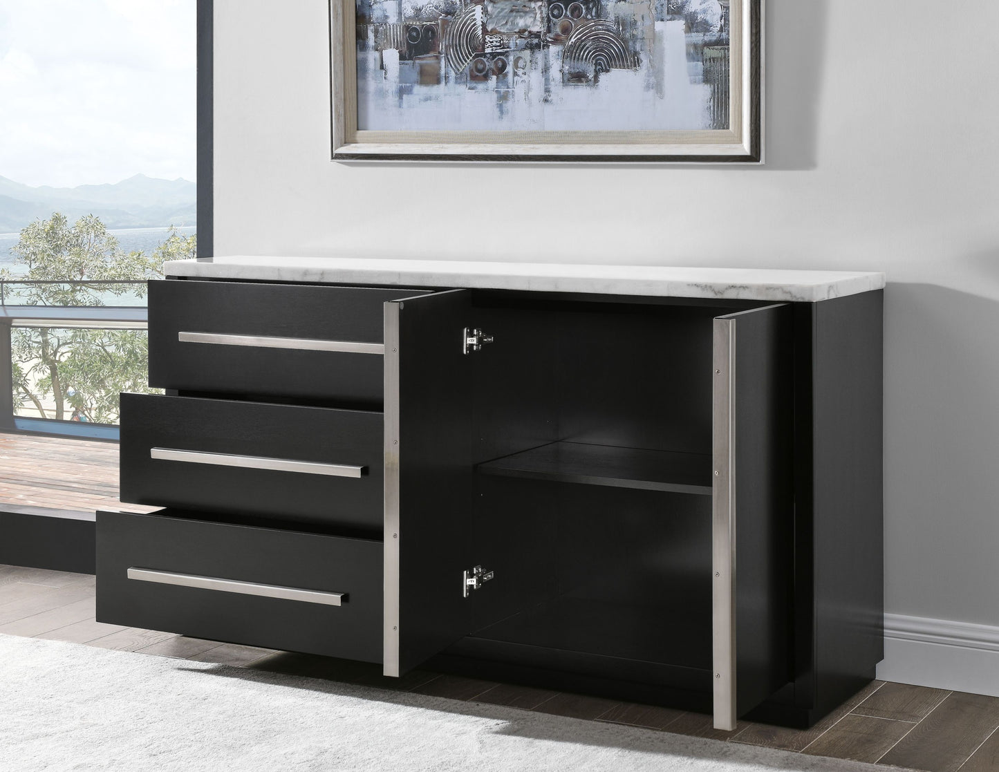 Camila White Marble Top Server