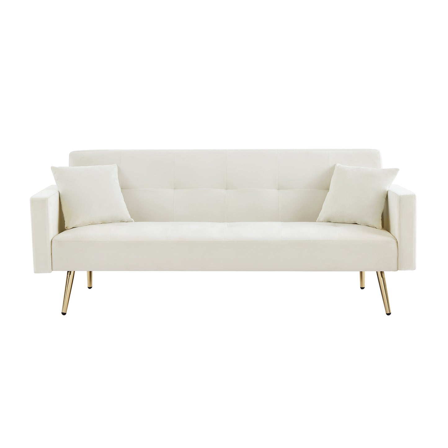 Fuco Convertible Velvet Sofa Bed - Cream White