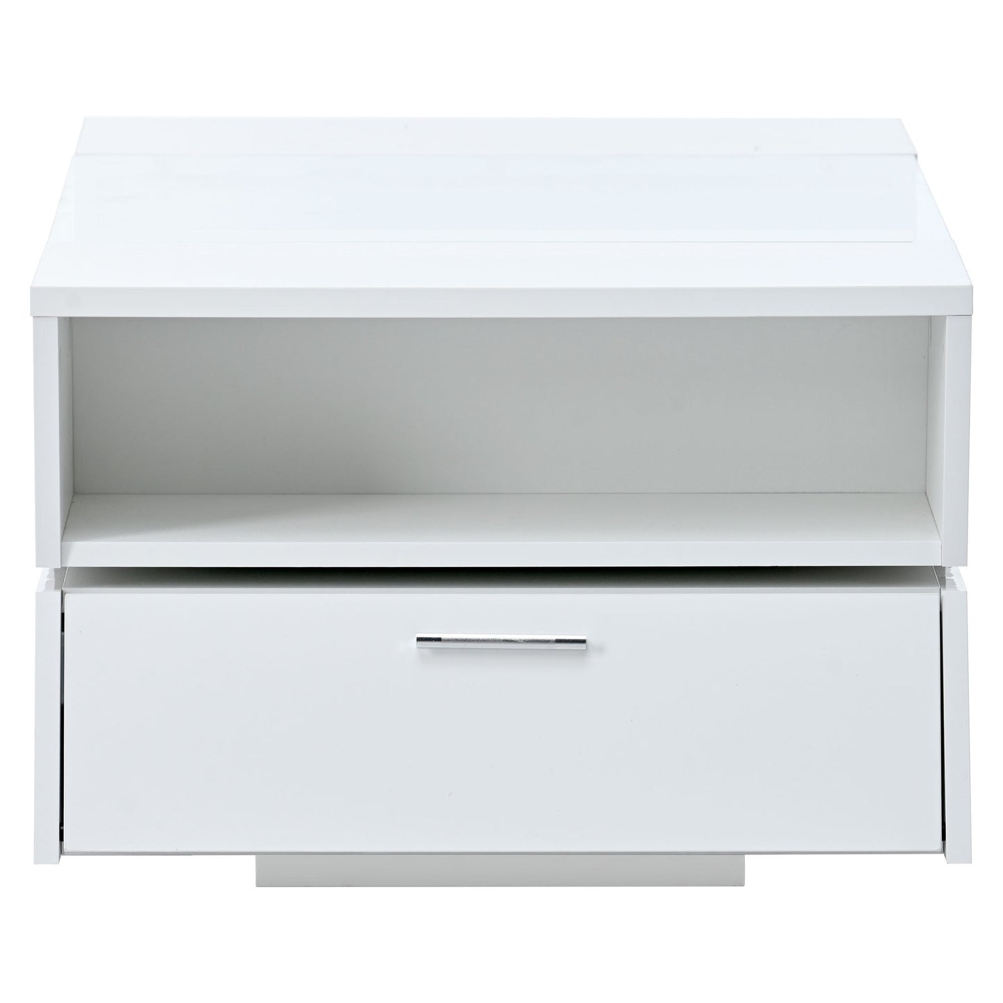 Geo Storage Glass-Top Coffee Table - White