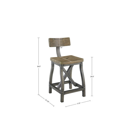 Lancaster Counter Stool with Back Rest - Oak