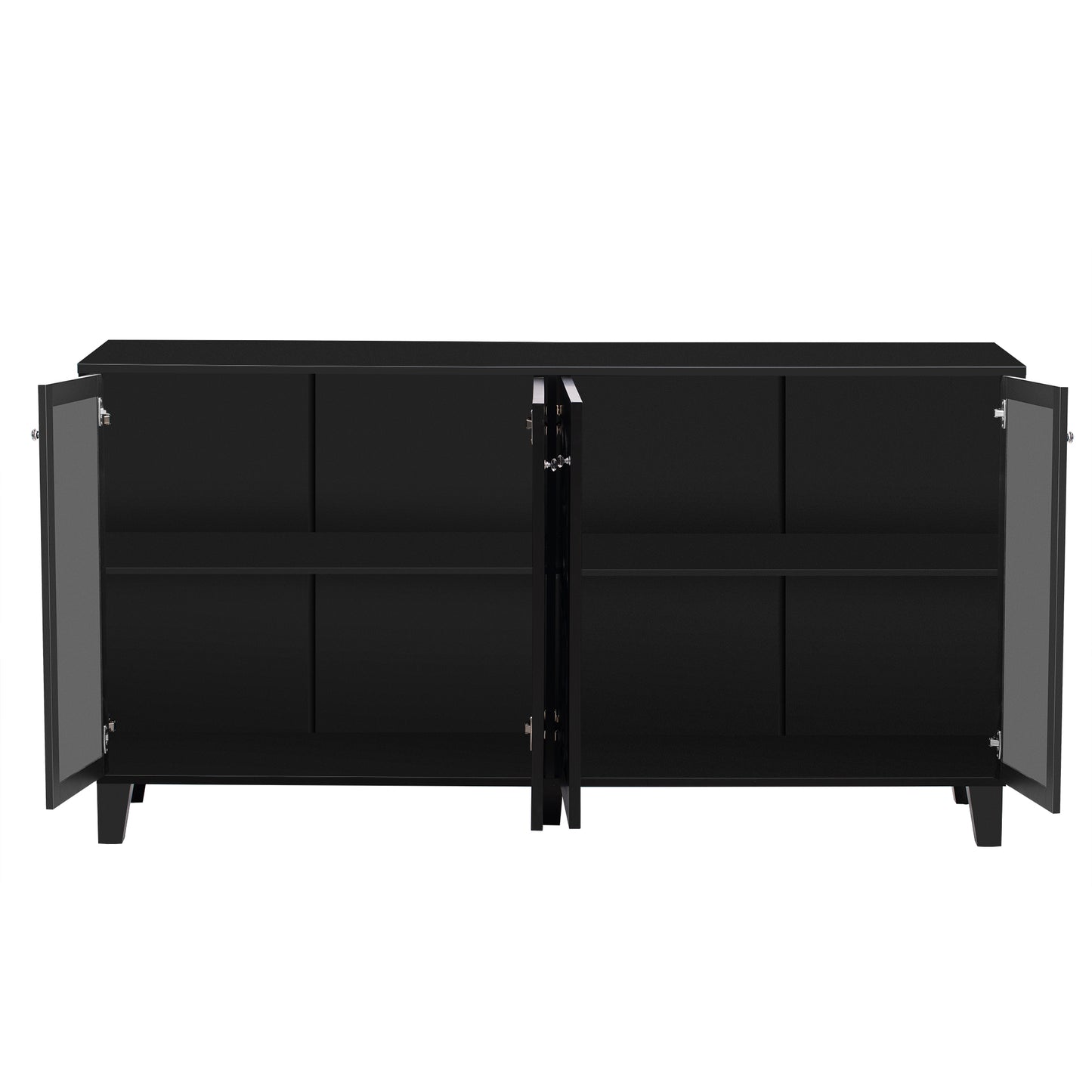 Hynes 4-Door Mirror Buffet Cabinet - Black