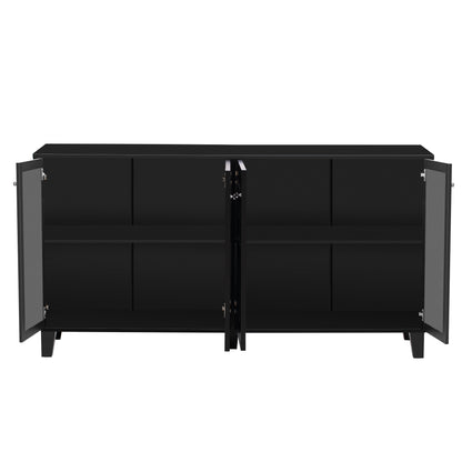 Hynes 4-Door Mirror Buffet Cabinet - Black