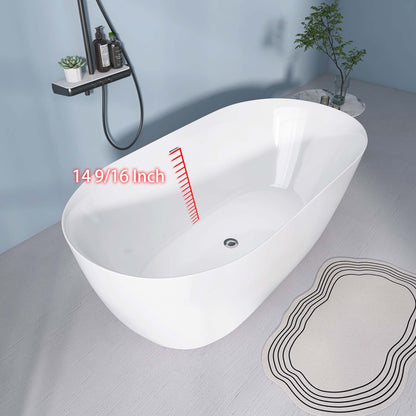 Nuvo 59" Acrylic Free Standing Oval Shape Soaking Tub - Gloss White