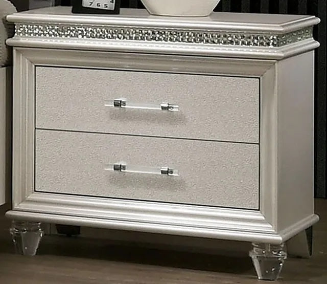 Perla Solid wood Nightstand - White
