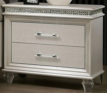 Perla Solid wood Nightstand - White