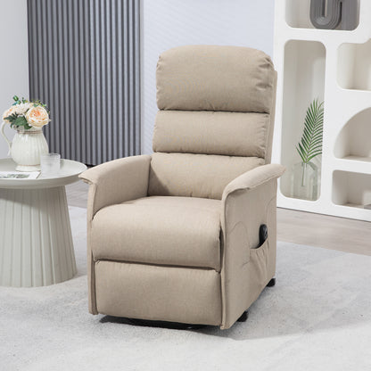 Moss Fabric Power Lift Recliner Chair - Beige